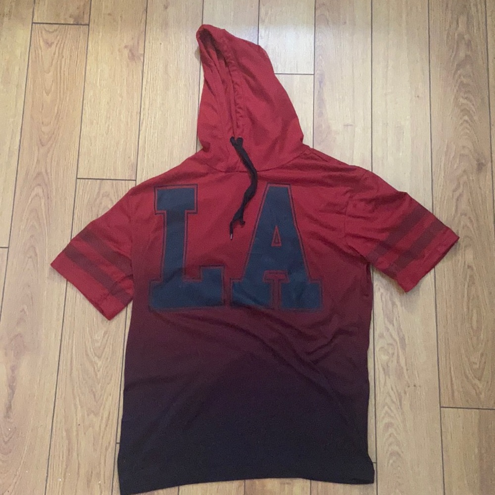 short sleeve shirt with hood